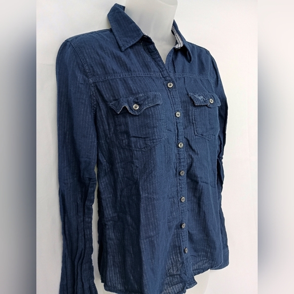 Dark Blue ABERCROMBIE & FITCH Button-Up Shirt (#220) - Picture 7 of 9